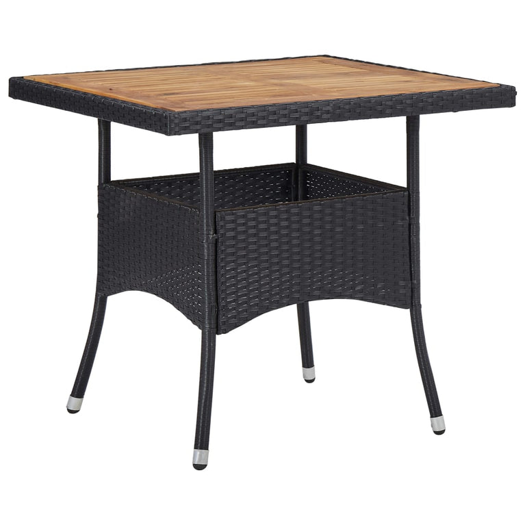 Tuintafel poly rattan en massief acaciahout zwart MeubelReus