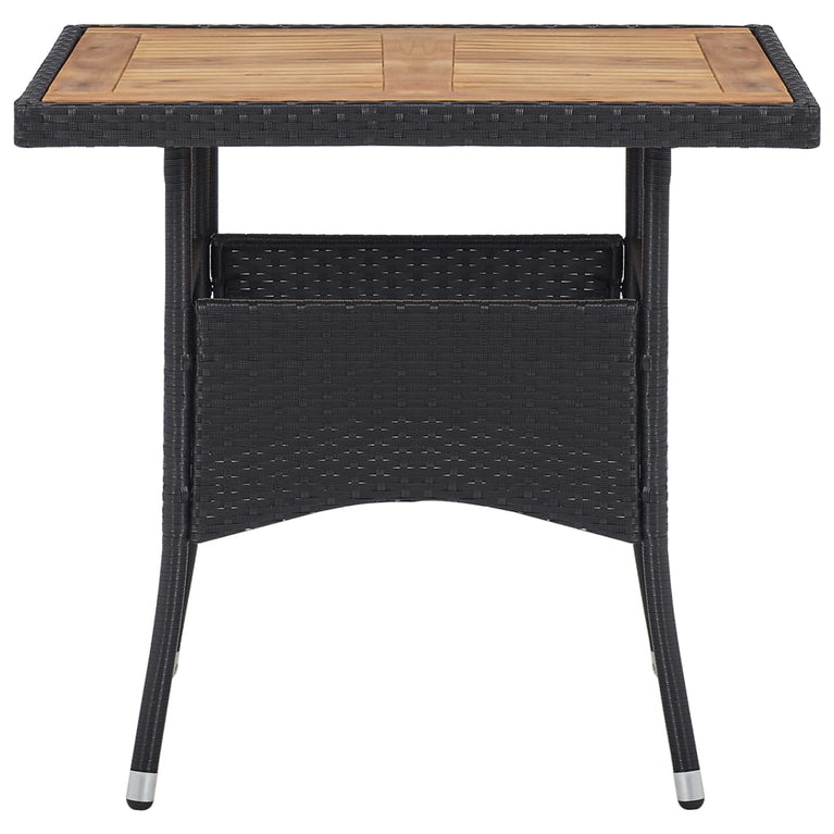 Tuintafel poly rattan en massief acaciahout zwart MeubelReus