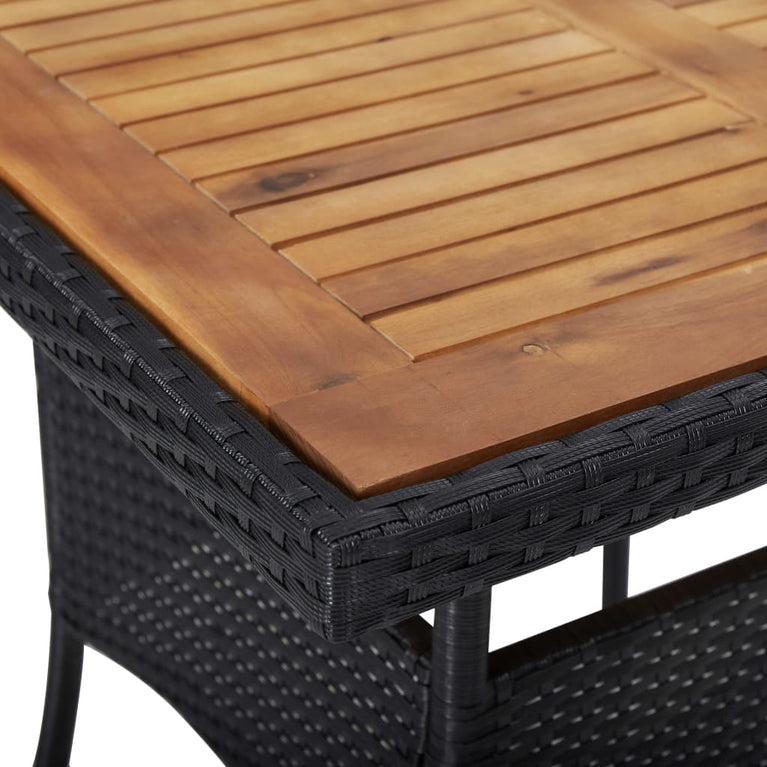 Tuintafel poly rattan en massief acaciahout zwart MeubelReus