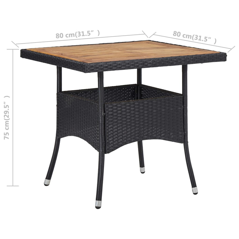 Tuintafel poly rattan en massief acaciahout zwart MeubelReus