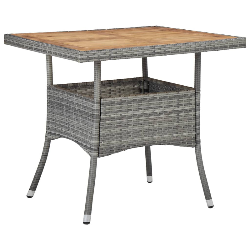 Tuintafel poly rattan en massief acaciahout grijs MeubelReus