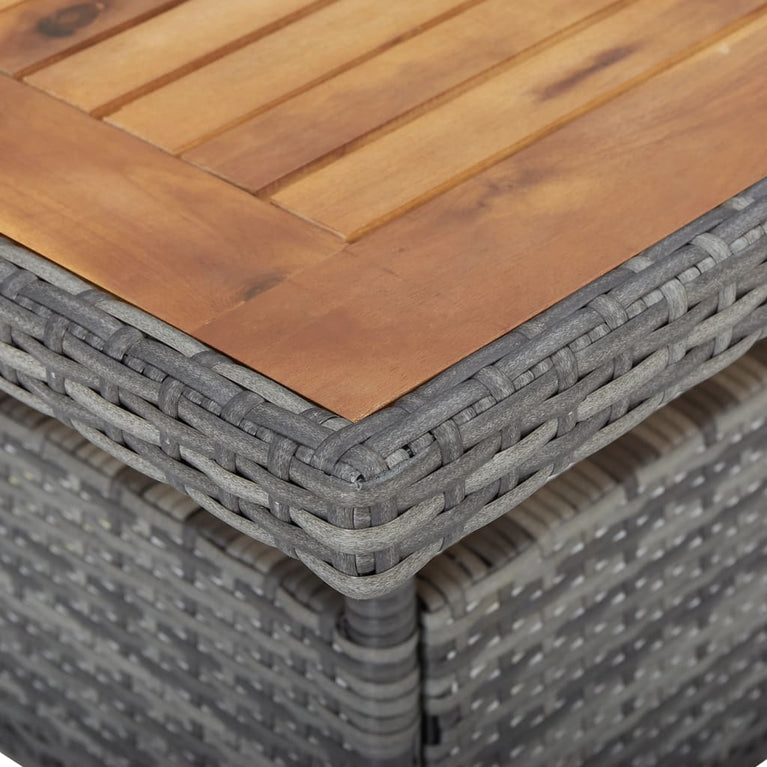 Tuintafel poly rattan en massief acaciahout grijs MeubelReus
