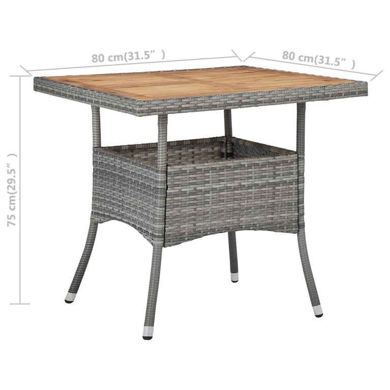 Tuintafel poly rattan en massief acaciahout grijs MeubelReus