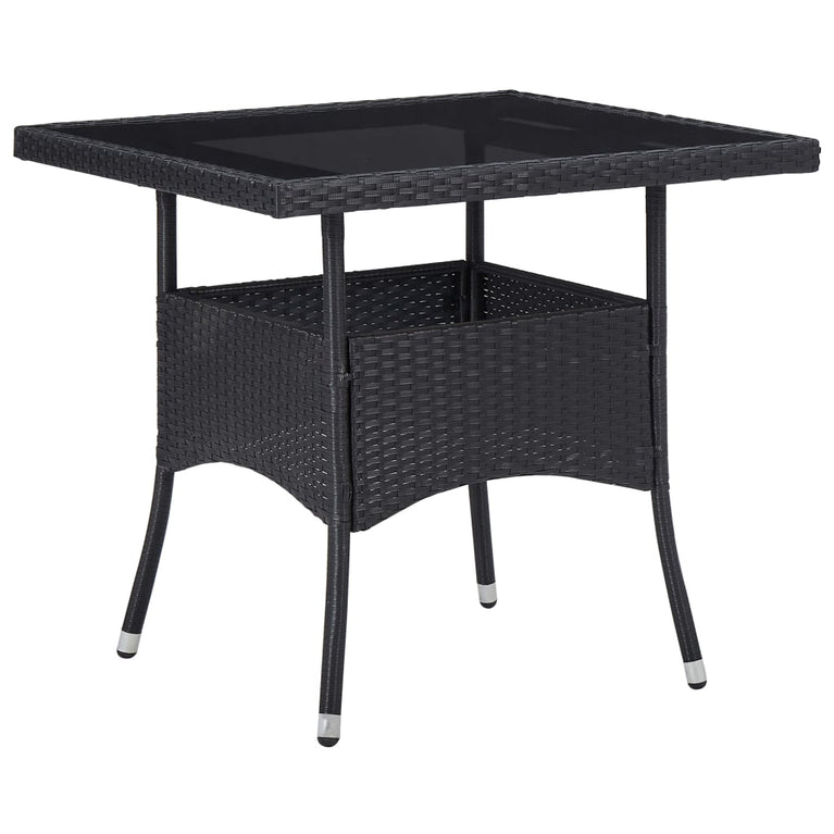 Tuintafel poly rattan en glas zwart MeubelReus
