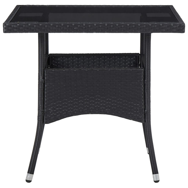 Tuintafel poly rattan en glas zwart MeubelReus