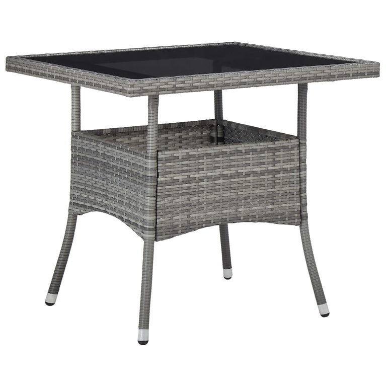 Tuintafel poly rattan en glas grijs MeubelReus