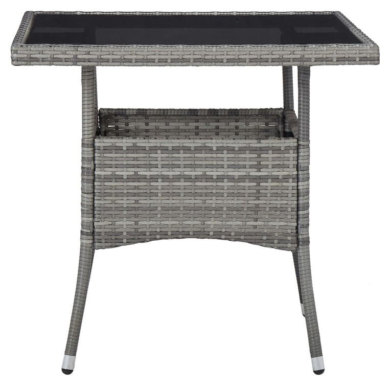 Tuintafel poly rattan en glas grijs MeubelReus