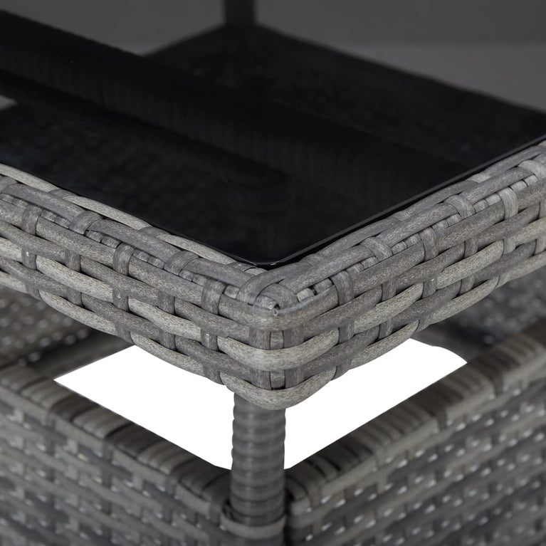 Tuintafel poly rattan en glas grijs MeubelReus