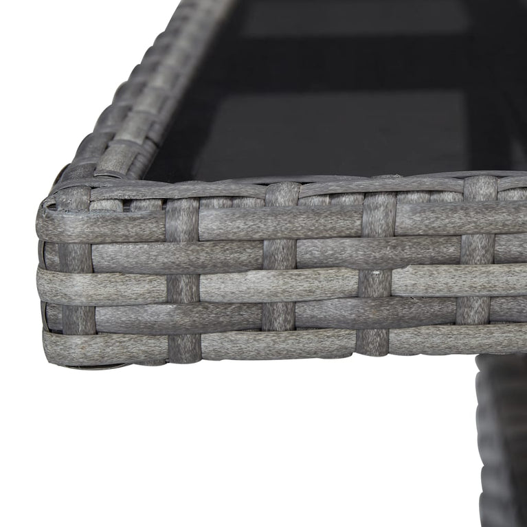 Tuintafel poly rattan en glas grijs MeubelReus