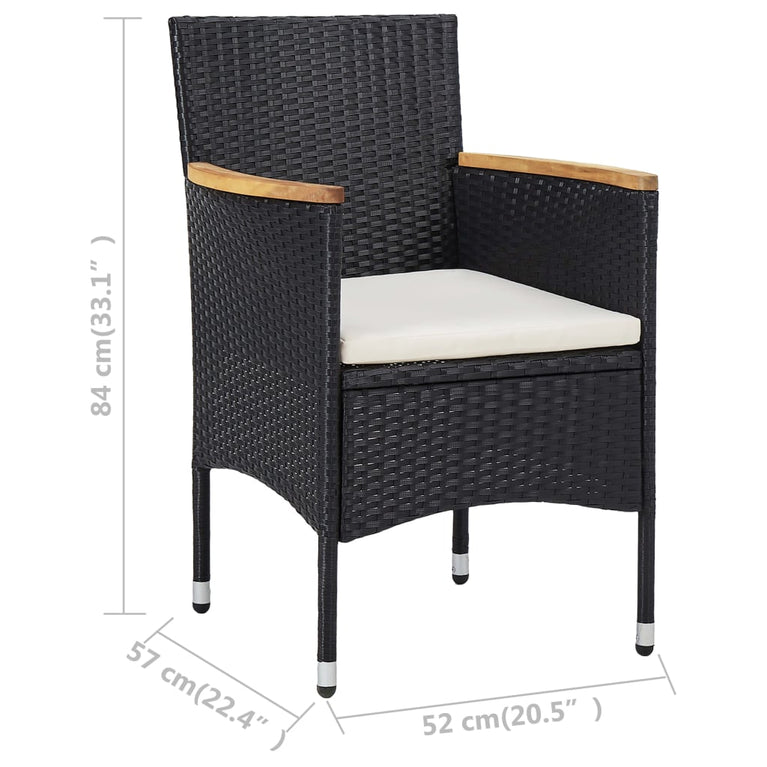 Tuinstoelen 2 st poly rattan zwart MeubelReus