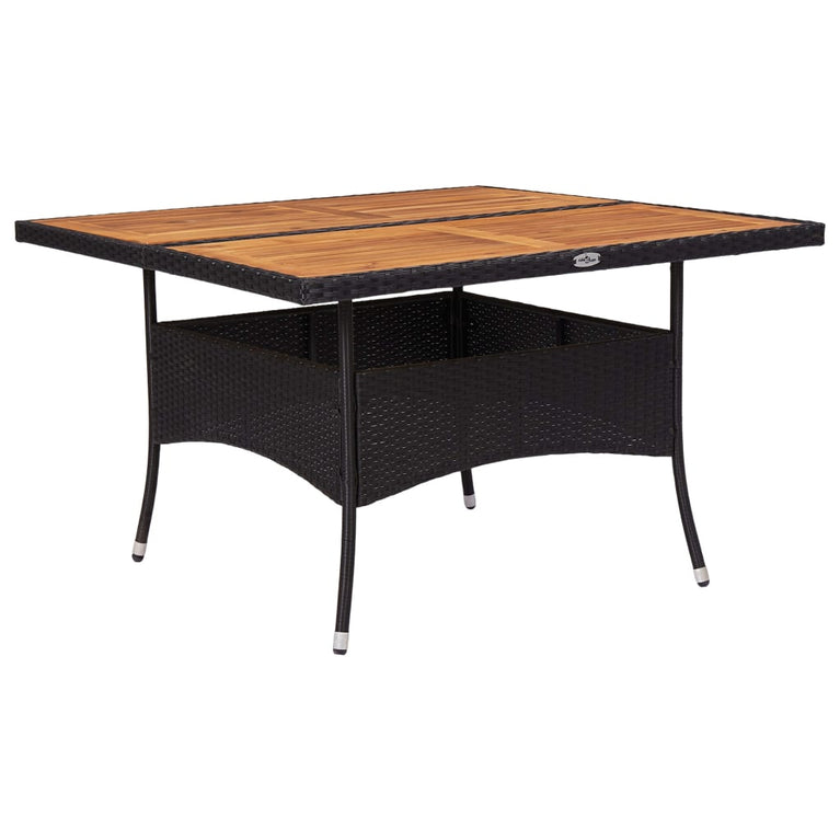 Tuintafel poly rattan en massief acaciahout zwart MeubelReus