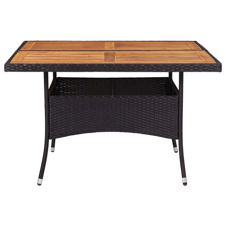 Tuintafel poly rattan en massief acaciahout zwart MeubelReus