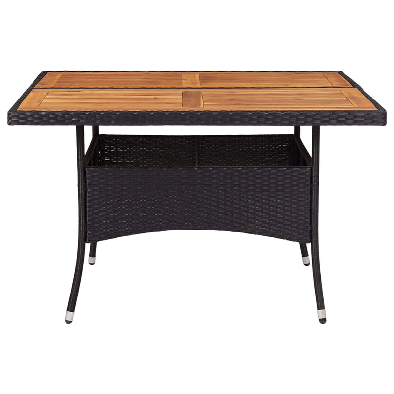 Tuintafel poly rattan en massief acaciahout zwart MeubelReus