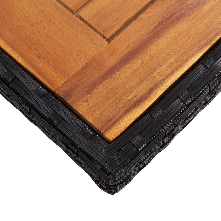 Tuintafel poly rattan en massief acaciahout zwart MeubelReus