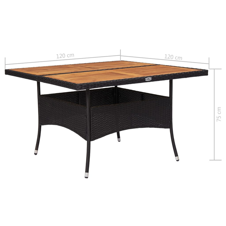 Tuintafel poly rattan en massief acaciahout zwart MeubelReus