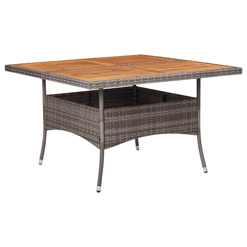 Tuintafel poly rattan en massief acaciahout grijs MeubelReus