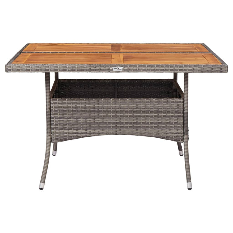 Tuintafel poly rattan en massief acaciahout grijs MeubelReus