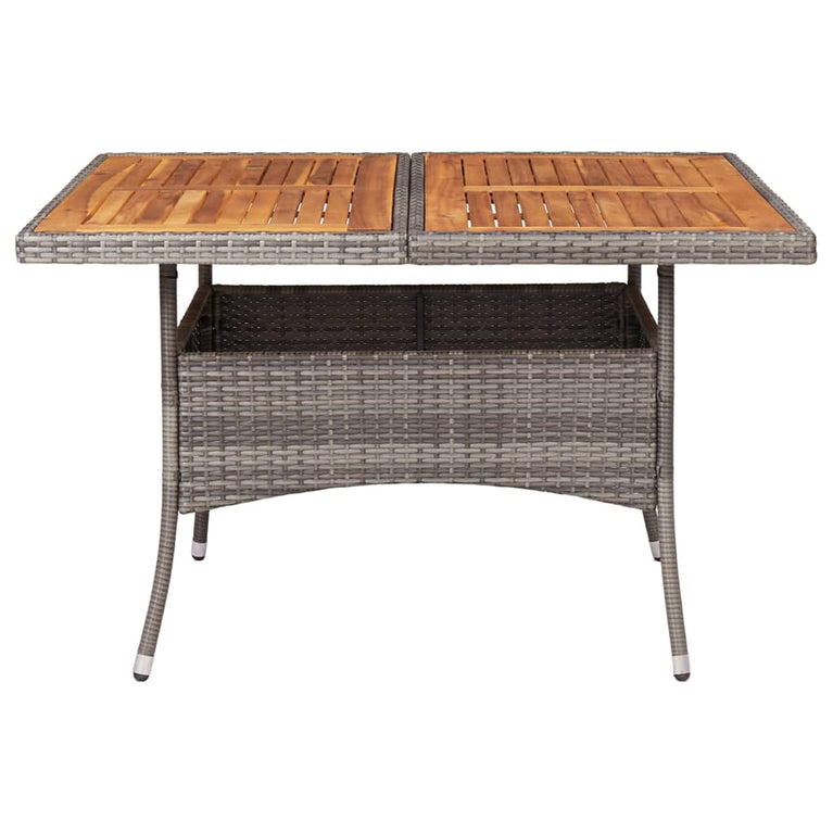 Tuintafel poly rattan en massief acaciahout grijs MeubelReus