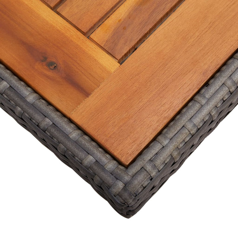 Tuintafel poly rattan en massief acaciahout grijs MeubelReus