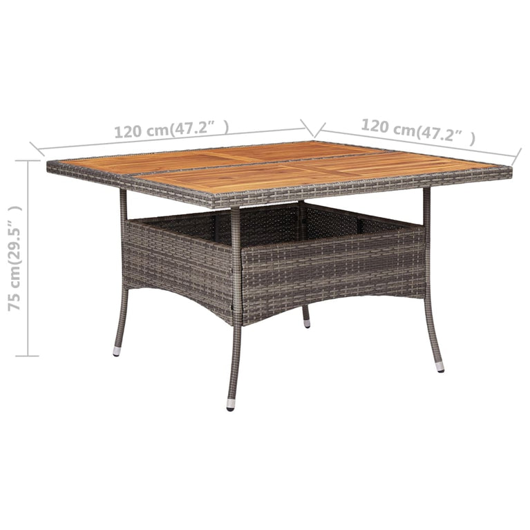 Tuintafel poly rattan en massief acaciahout grijs MeubelReus