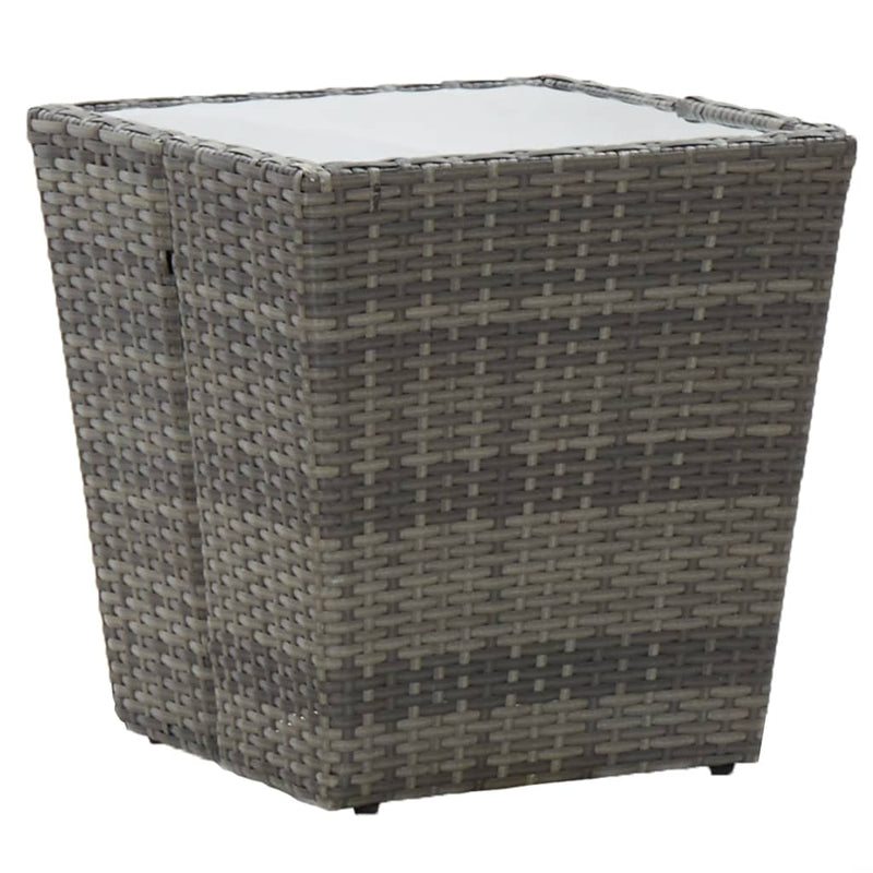Theetafel 41,5x41,5x43 cm poly rattan en gehard glas grijs MeubelReus