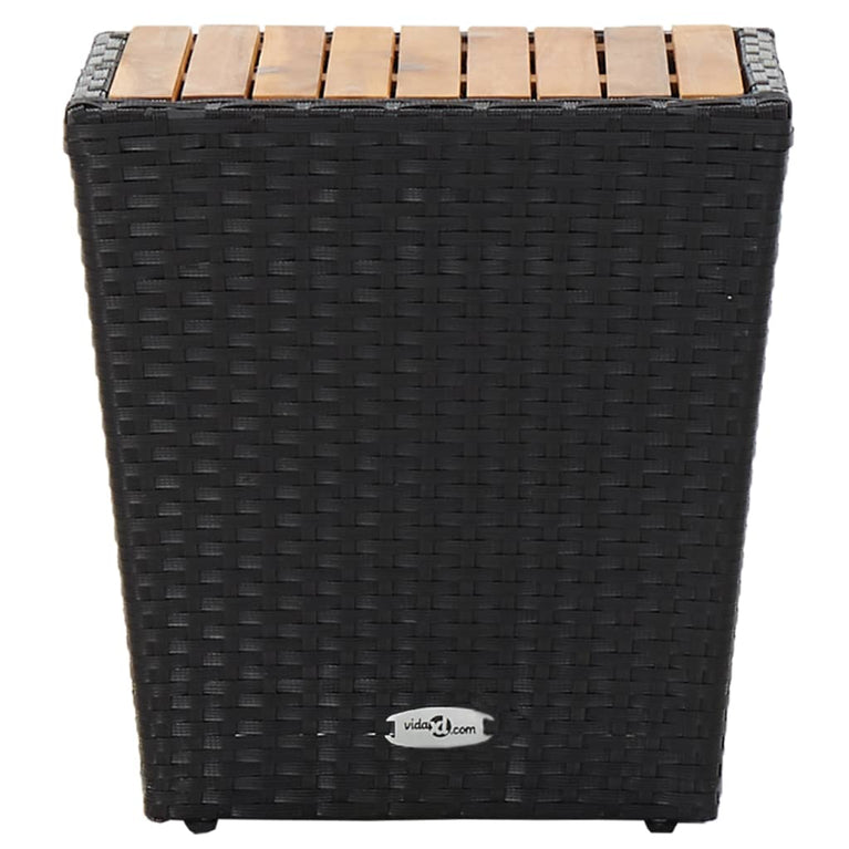 Theetafel 41,5x41,5x43 cm poly rattan massief acaciahout zwart MeubelReus