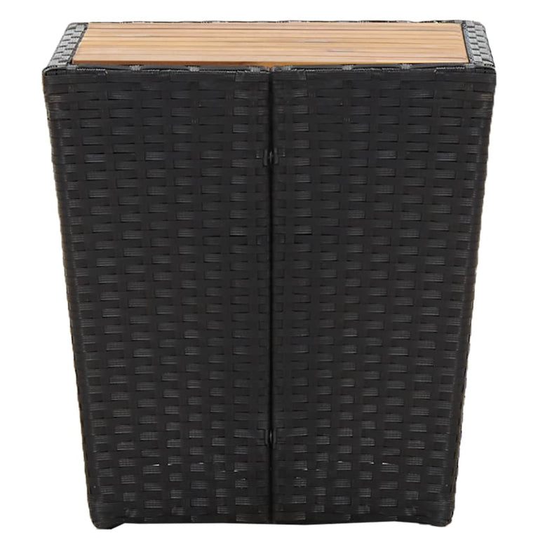 Theetafel 41,5x41,5x43 cm poly rattan massief acaciahout zwart MeubelReus