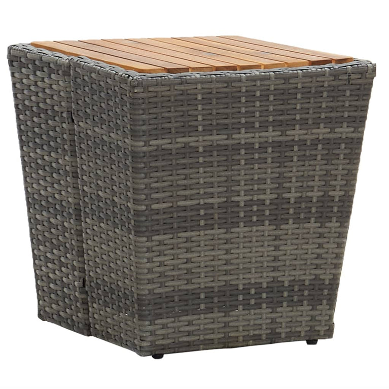 Theetafel 41,5x41,5x43 cm poly rattan massief acaciahout grijs MeubelReus