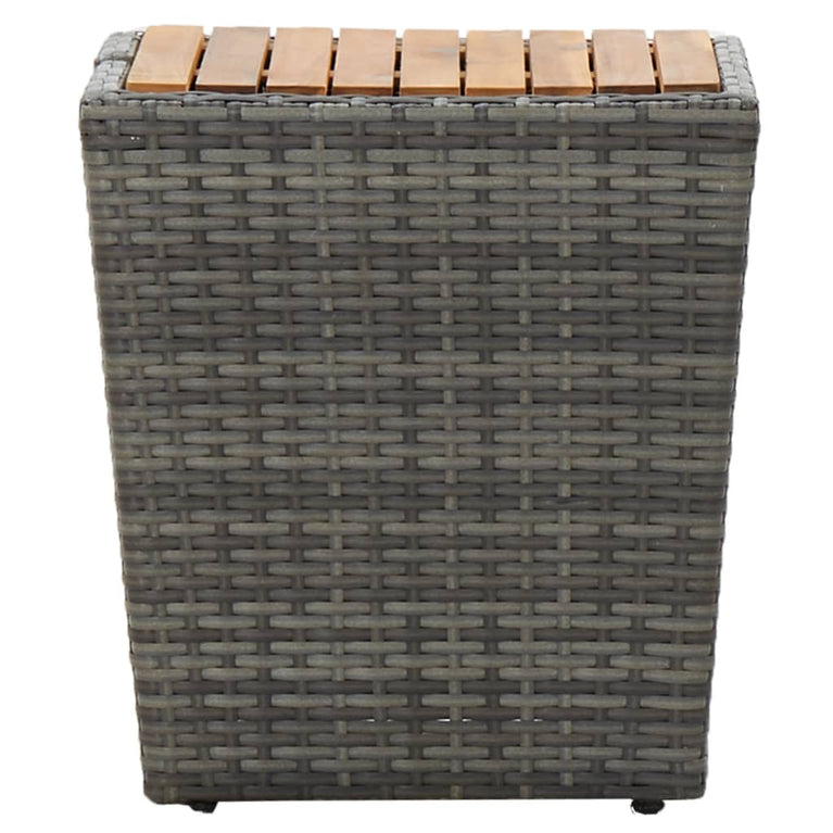 Theetafel 41,5x41,5x43 cm poly rattan massief acaciahout grijs MeubelReus
