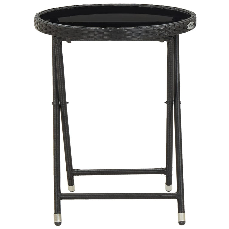 Theetafel 60 cm poly rattan en gehard glas zwart MeubelReus