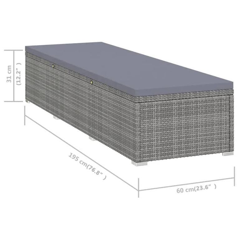 Ligbed met kussen poly rattan grijs MeubelReus