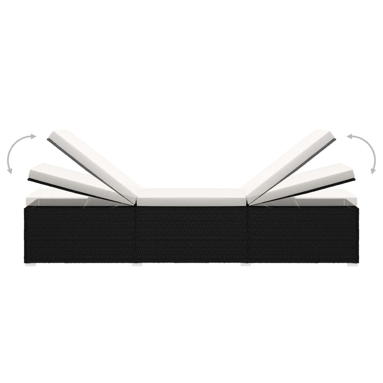 Ligbed met kussen en theetafel poly rattan crèmewit MeubelReus