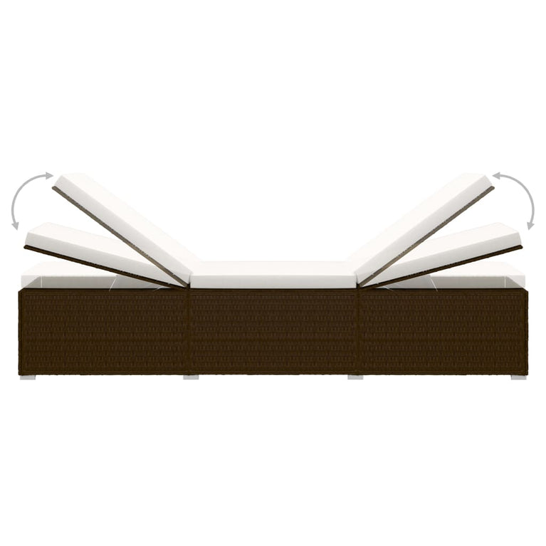 Ligbed met kussen en theetafel poly rattan bruin MeubelReus