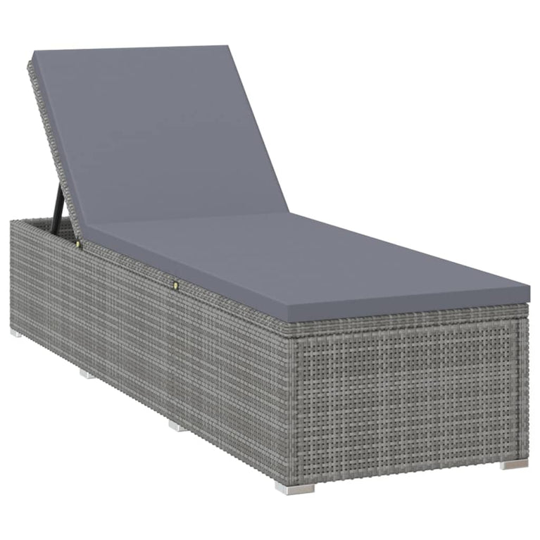 Ligbed met kussen en theetafel poly rattan grijs MeubelReus