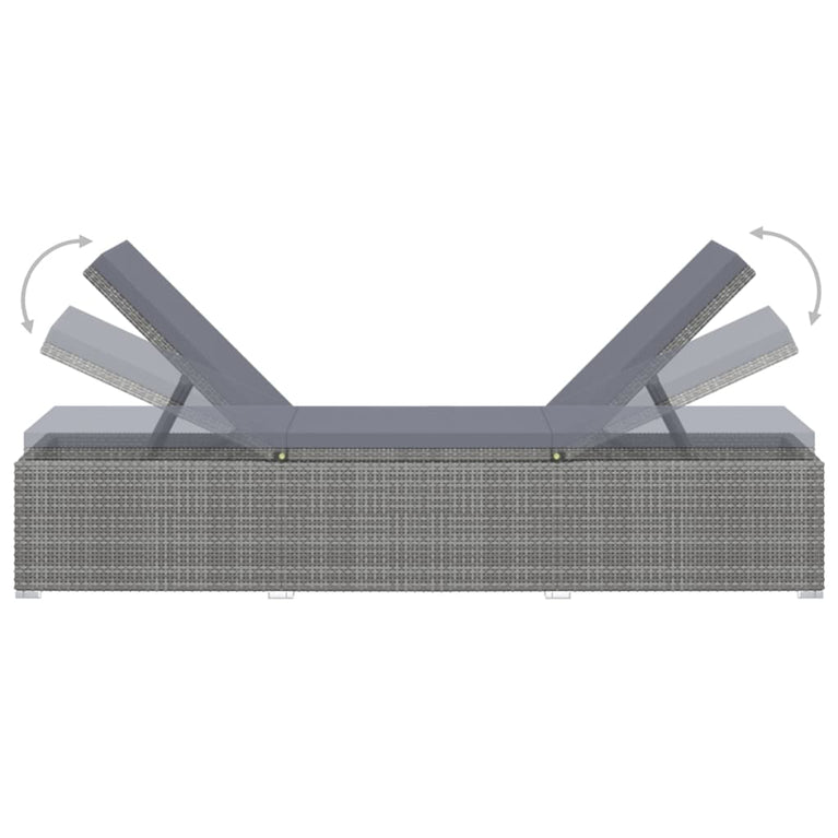 Ligbed met kussen en theetafel poly rattan grijs MeubelReus