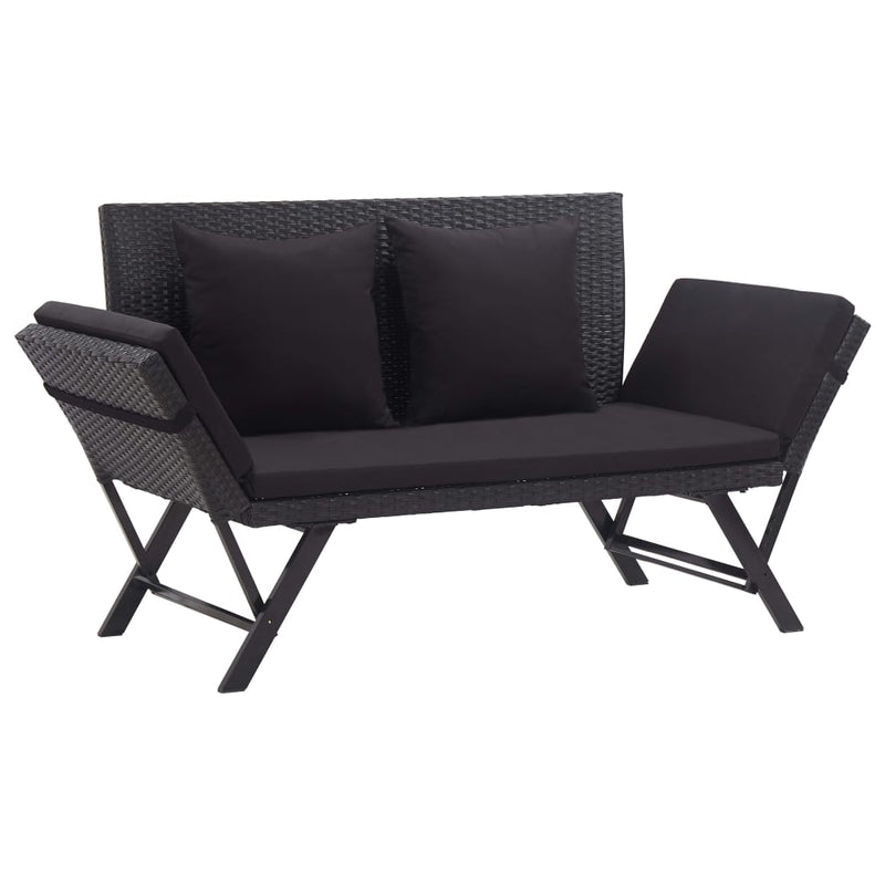 Tuinbank met kussens 176 cm poly rattan zwart MeubelReus