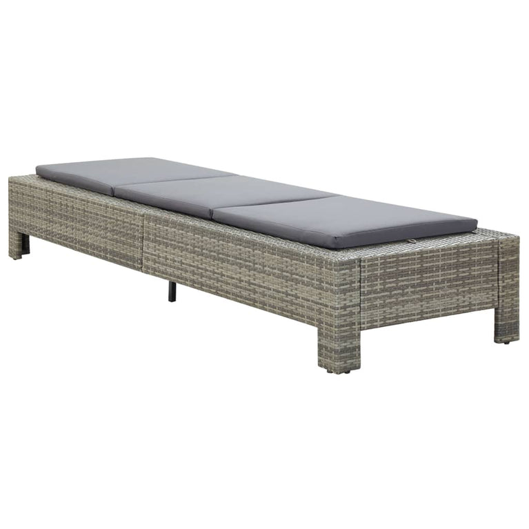Ligbed met kussen poly rattan grijs MeubelReus