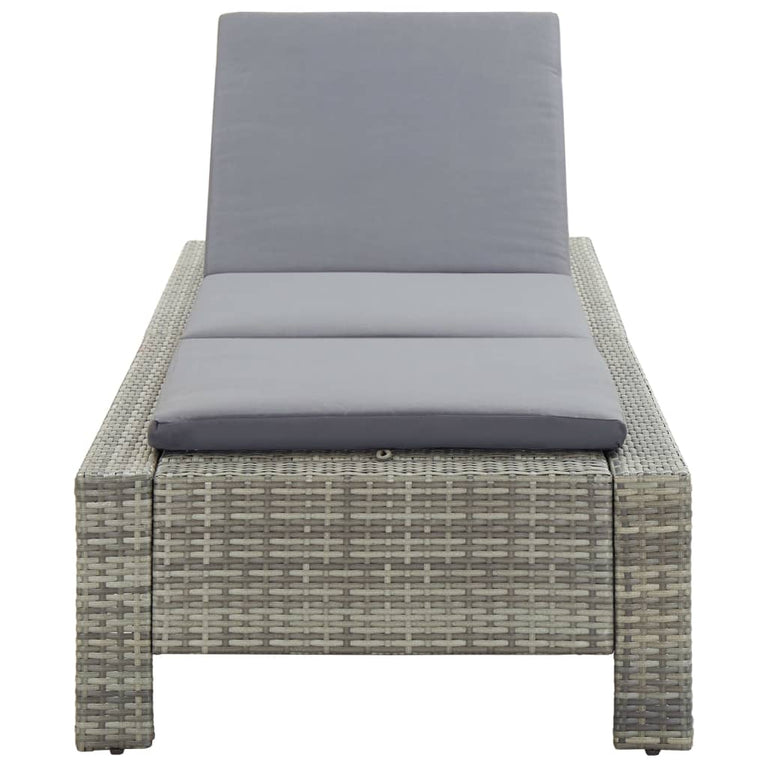 Ligbed met kussen poly rattan grijs MeubelReus