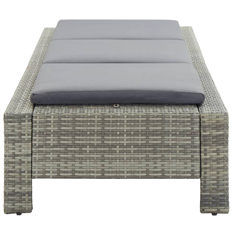 Ligbed met kussen poly rattan grijs MeubelReus
