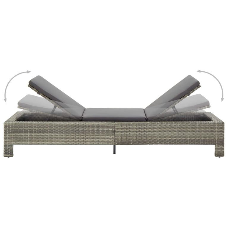 Ligbed met kussen poly rattan grijs MeubelReus