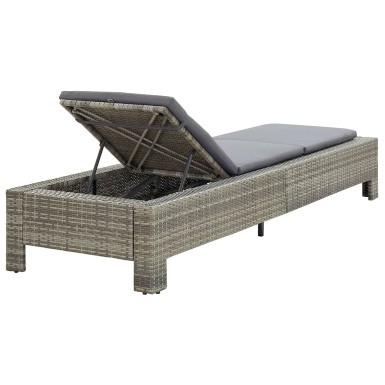 Ligbed met kussen poly rattan grijs MeubelReus