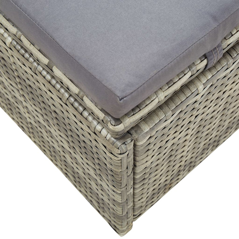 Ligbed met kussen poly rattan grijs MeubelReus
