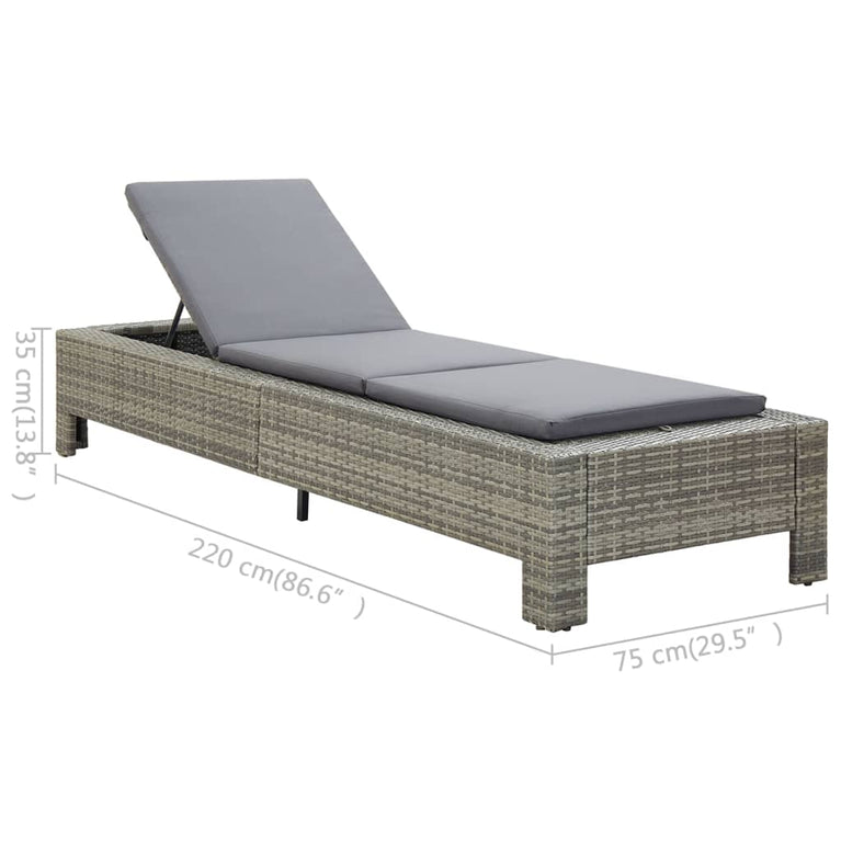 Ligbed met kussen poly rattan grijs MeubelReus
