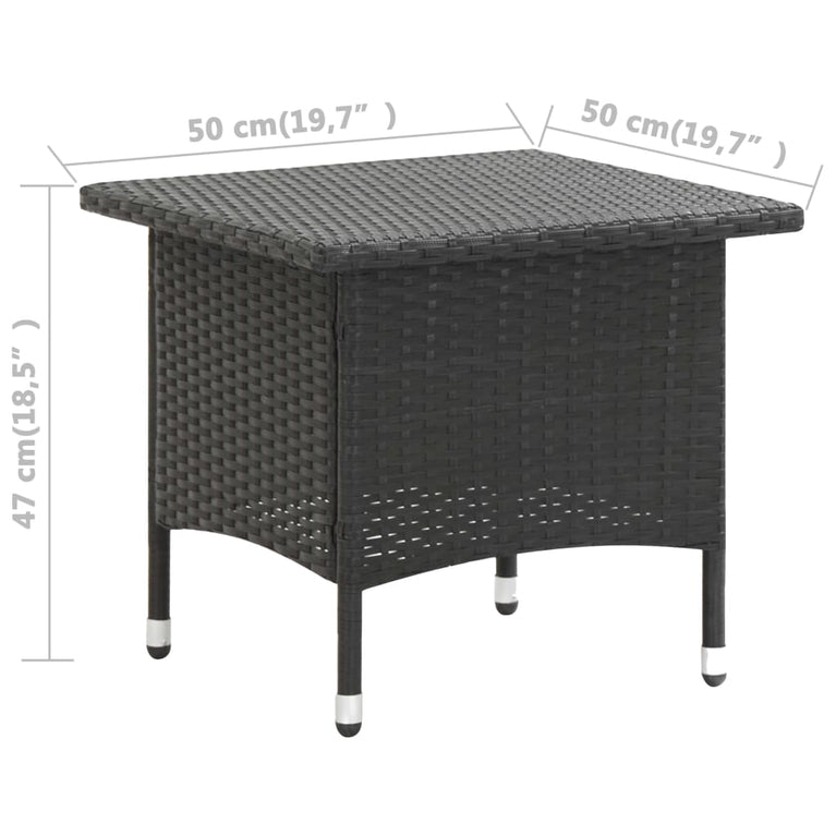 Theetafel 50x50x47 cm poly rattan zwart MeubelReus