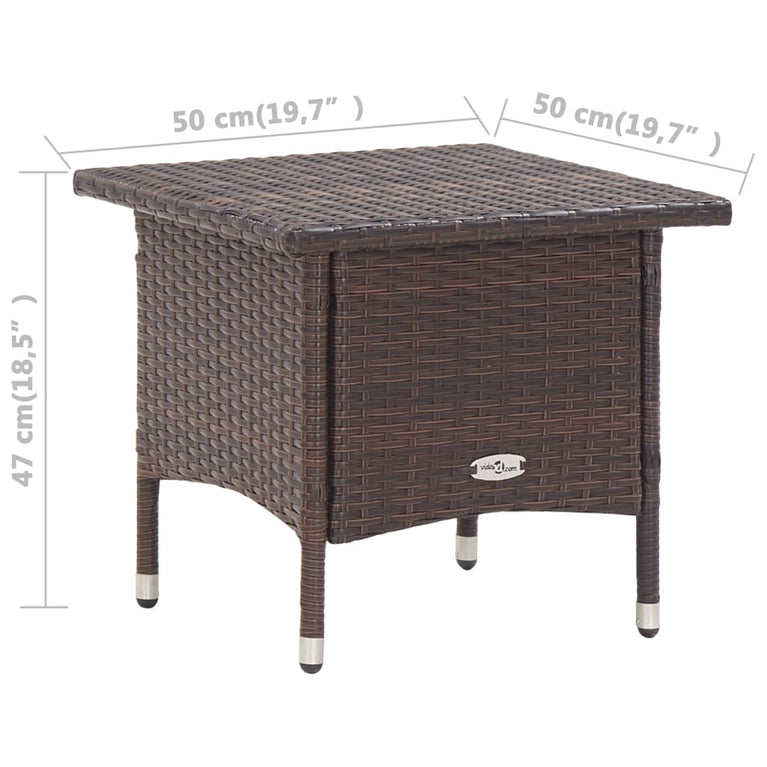 Theetafel 50x50x47 cm poly rattan bruin MeubelReus