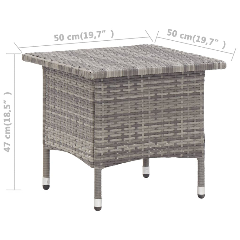 Theetafel 50x50x47 cm poly rattan grijs MeubelReus