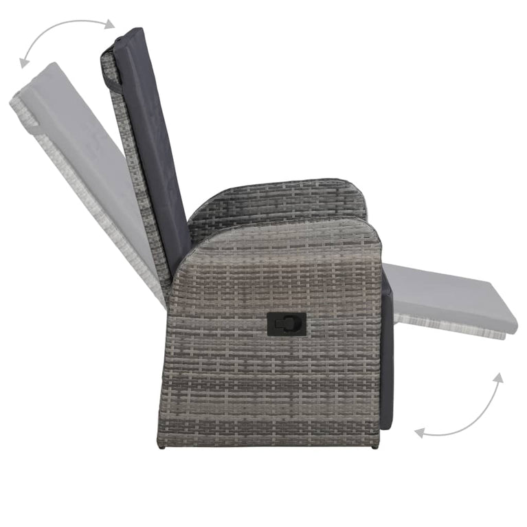 3-delige Bistroset met kussens poly rattan grijs MeubelReus
