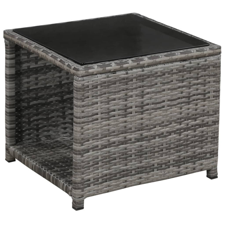 3-delige Bistroset met kussens poly rattan grijs MeubelReus