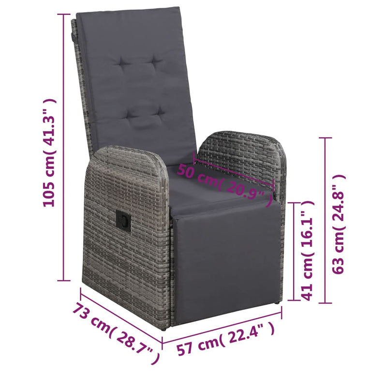 3-delige Bistroset met kussens poly rattan grijs MeubelReus