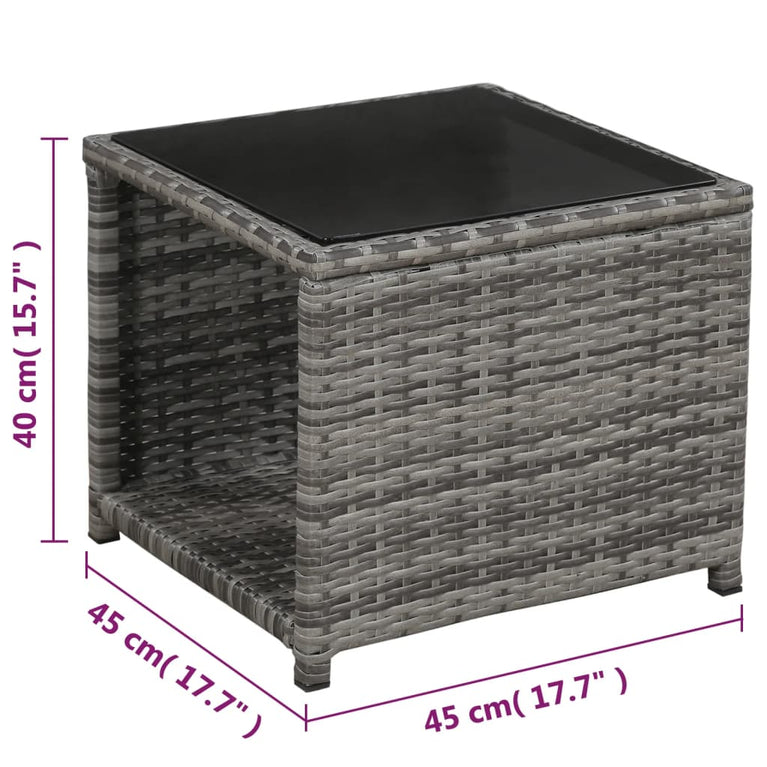 3-delige Bistroset met kussens poly rattan grijs MeubelReus